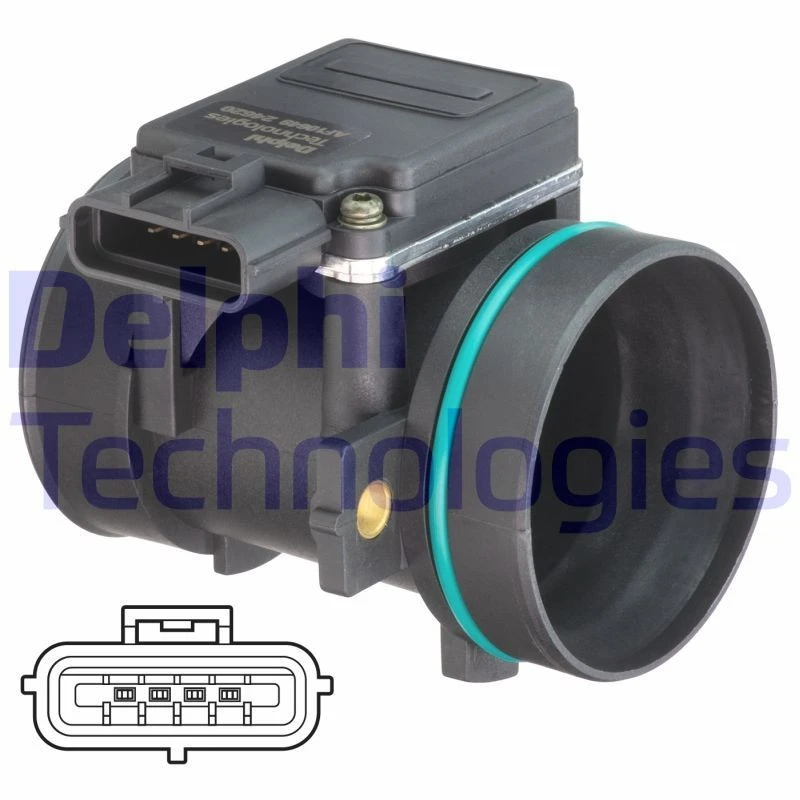 Image of DELPHI AF10649-12B1 Mass air flow sensor with housing Air Mass Sensor (3926)