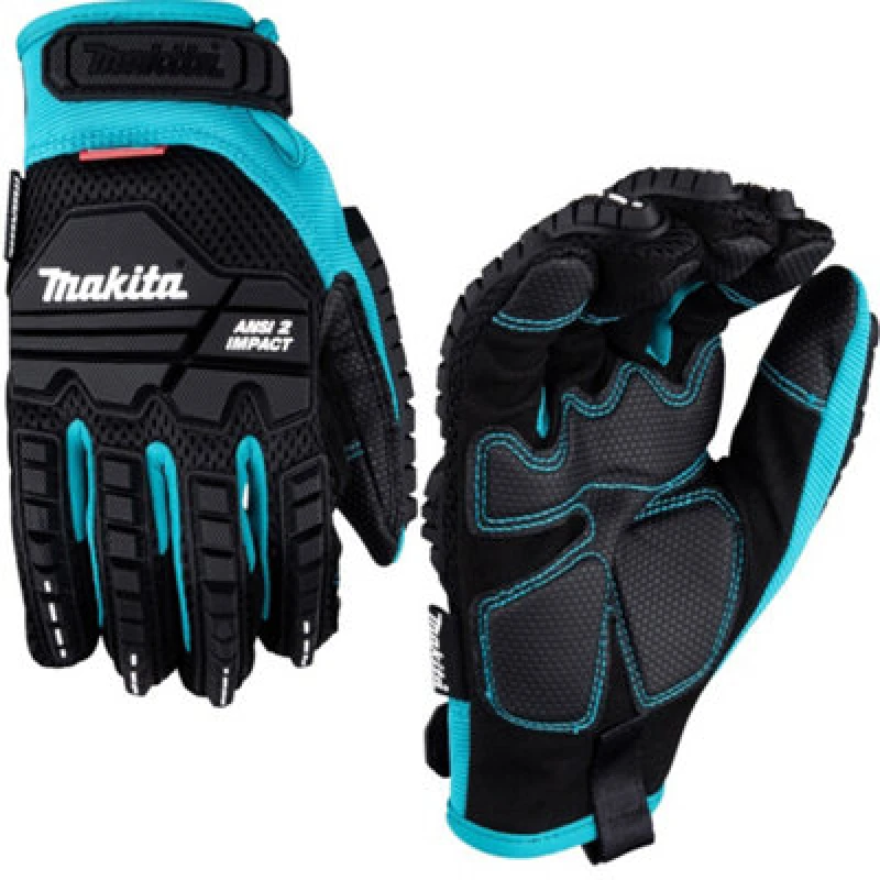 Image of Makita Advanced Impact ANSI2 Demolition Gloves P-84464 Colour: Black / Blue