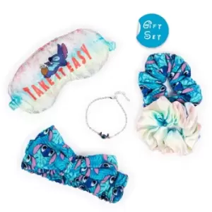 image of Disney Lilo & Stitch Spa Set - Zip Cosmetic Pouch, Sleep Mask, Hair Towel, Pair of Scrunchies and Jewellery Bracelet...