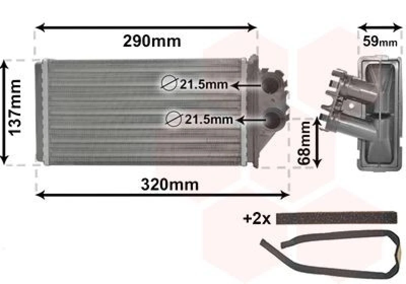 Image of VAN WEZEL Heater matrix VAN WEZEL 40006228