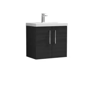 image of Nuie Arno 600mm Wall Hung 2 Door Vanity & Thin-Edge Basin Charcoal Black