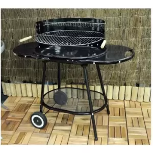 image of Kingfisher - Oval Trolley Garden Barbecue / bbq with Warming Tray