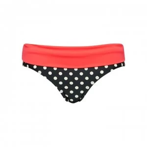 Image of Figleaves Tuscany Spot Fold Bikini Brief - Black/Wht/Crl
