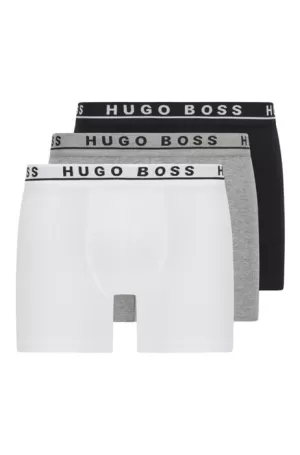 image of Hugo Boss 3 Pack Boxer Briefs Black/White/Grey Size L Men