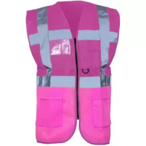 image of Yoko Hi-Vis Premium Executive/Manager Waistcoat / Jacket (3XL) (Pink) - Pink