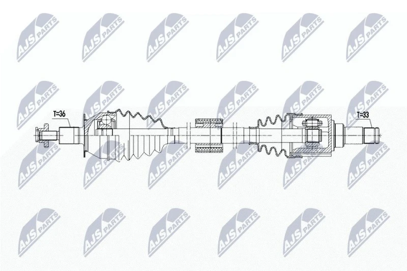 Image of NTY NPW-WW-234 Drive shaft 5-Speed Manual Transmission, Front Axle Right Drive Shaft (13)