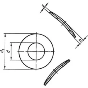 Image of TOOLCRAFT A4 D137-A2 194667 Split lock washers Inside diameter: 4.3mm M4 DIN 137 Stainless steel A2 100 pc(s)