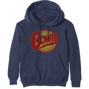 image of David Bowie - Vintage Diamond Dogs Logo Unisex X-Large Hoodie - Blue