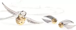 image of Harry Potter Golden Snitch Necklace and Stud Earring Set