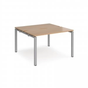 image of Adapt II Back to Back Desk s 1200mm x 1200mm - Silver Frame Beech top