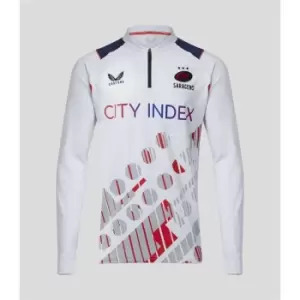 Image of Castore Saracens quarter Zip Top - White