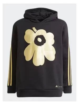 Image of adidas Marimekko Primegreen 3-stripes Hoodie, Black/Gold, Size 11-12 Years, Women
