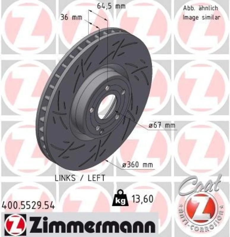 Image of ZIMMERMANN Brake disc ZIMMERMANN 400.5529.54