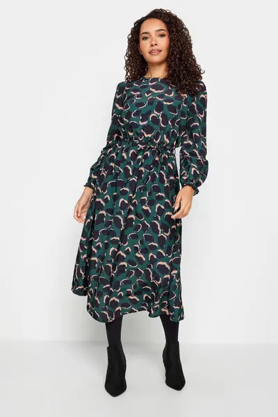 M&Co Abstract Print Smock Dress Green