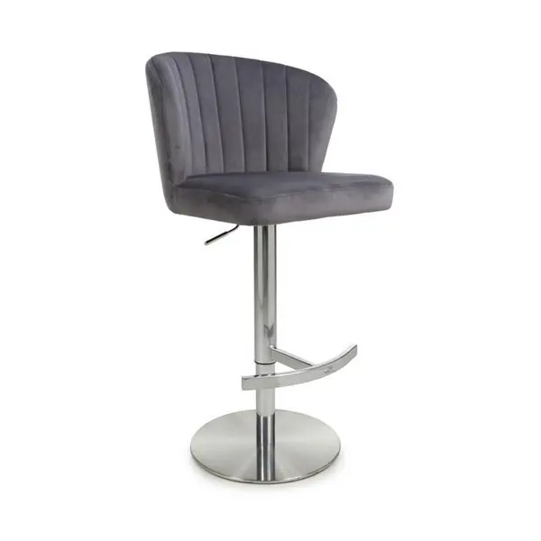 Image of Shankar Sigma Brushed Velvet Grey Bar Stool - Grey 5253113