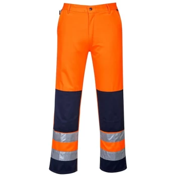 image of TX71ONRL - sz L Seville Hi-Vis Trousers - Orange/Navy - Portwest