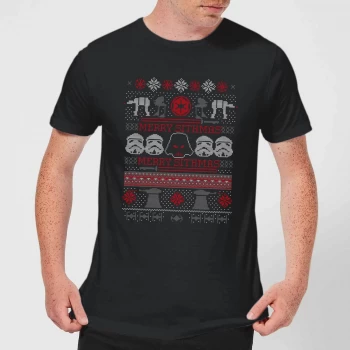 Image of Star Wars Merry Sithmas Knit Mens Christmas T-Shirt - Black - 3XL - Black