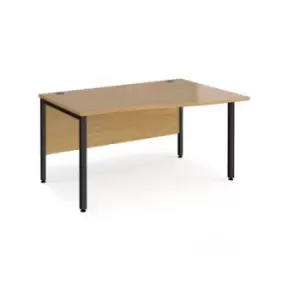 Image of Office Desk Right Hand Wave Desk 1400mm Oak Top With Black Frame Maestro 25 MB14WRKO