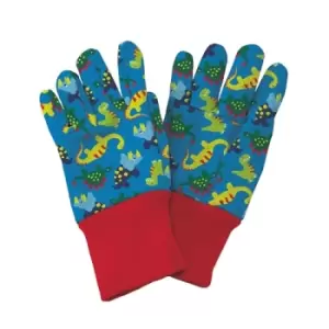 image of Kent & Stowe Kent & Stowe Blue Dinosaur Gardening Gloves