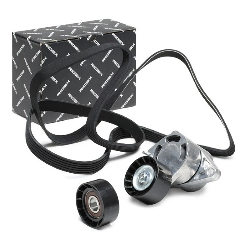 Image of RIDEX 542R0997 V-ribbed belt set with tensioner arm, tensioner pulley V-Ribbed Belt Set (542)