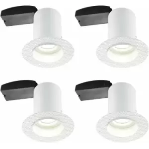 Image of 4 pack Plaster-In Fire Rated Downlight - 50W GU10 Reflector LED - Trimless