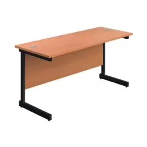Image of Jemini Rectangular Single Upright Cantilever Desk 1200x600x730mm Beech/Black KF803850