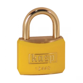 Image of Kasp K12440YELD Brass Padlock - 40mm - Brass Shackle - Yellow