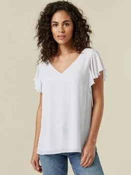 Image of Wallis Frill Sleeve Cami Top - Ivory, Size 10, Women