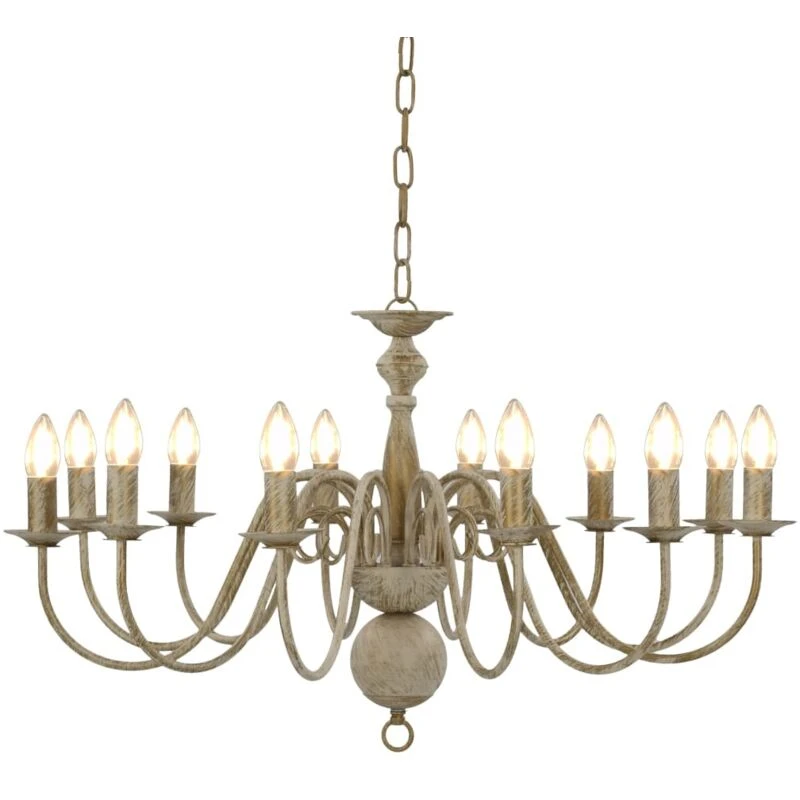 Image of VIDAXL Chandelier Antique White 12 x E14 Bulbs Vidaxl 8719883573434