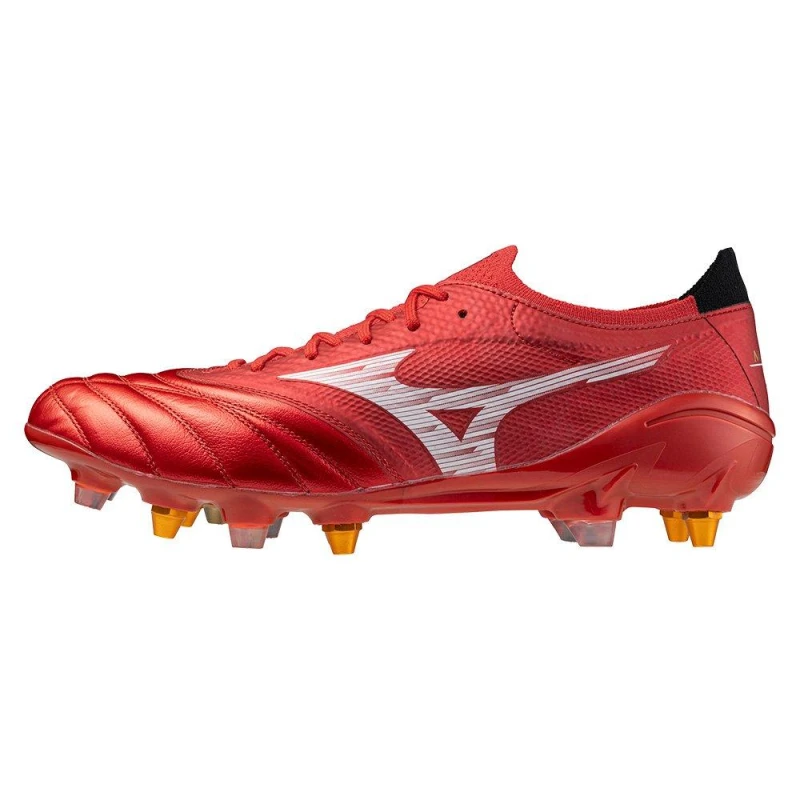 Image of Mizuno Morelia Neo IV Adults Soft Ground Rugby Boots Red/White/Black male 8 (42)