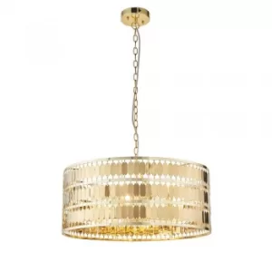 image of 5 Light Round Ceiling Pendant Gold Effect Plate, E14