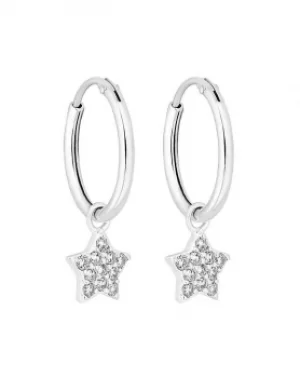 Image of Simply Silver Star Charmed Hoop Earrings
