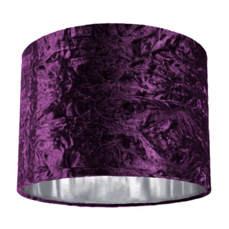 Image of Happy Homewares Modern Purple Crushed Velvet 10 Table/pendant Lampshade With Shiny Silver Inner