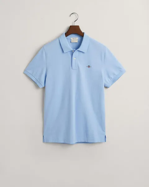 Image of Gant Regular Shield Pique Polo Shirt Capri Blue XXL