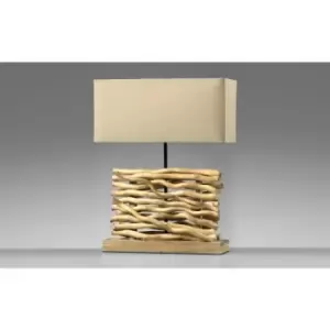 Image of Onli Marica Table Lamp With Shade, Wood, Fabric Shade