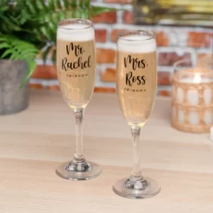 image of Friends Ross and Rachel Champagne Flutes