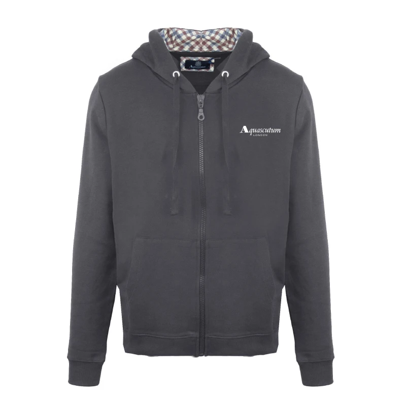 Image of Aquascutum Mens Zip Hood Sweat Zip Hoodie Antracite male Small
