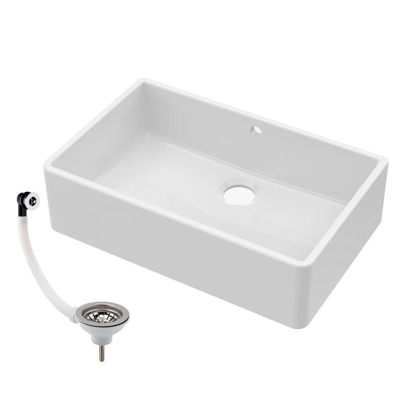 Image of Balterley 1 Bowl Fireclay Butler Sink Overflow Waste 795x500x220mm White
