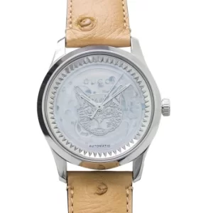 Image of G-Timeless Automatic Transparent Mother of Pearl Tiger Motif Dial Ladies Watch