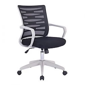 Image of Nautilus Designs Ltd. Designer Mesh Armchair with White Frame and Detailed Back Panelling Black