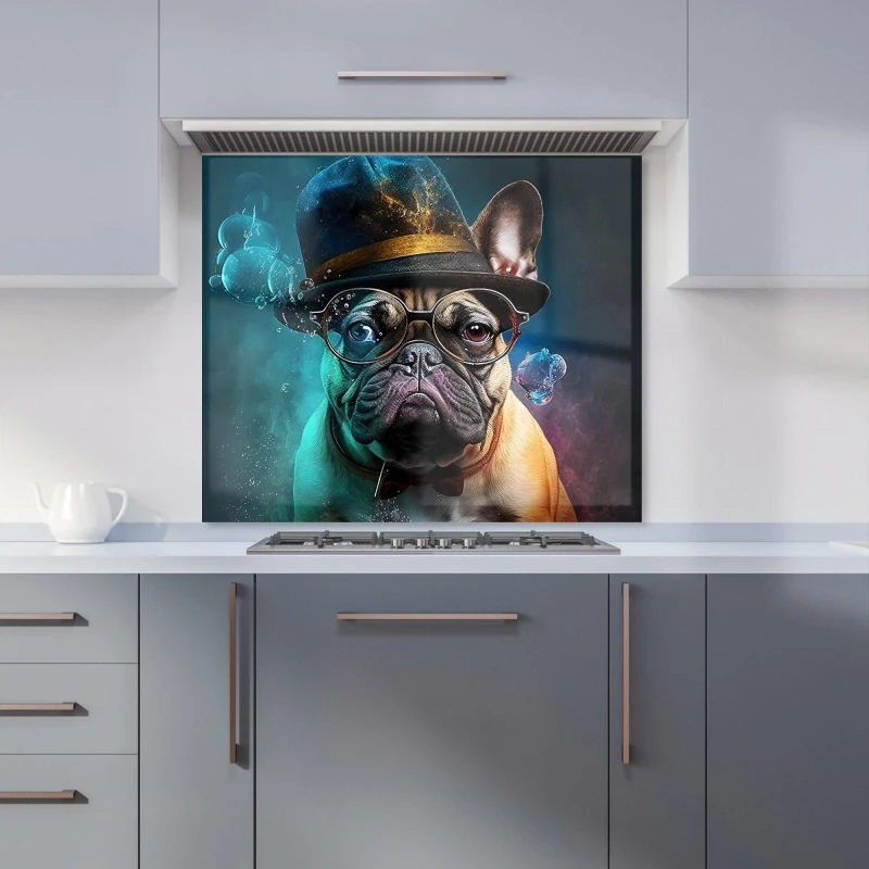 Image of Warren Reed - Designer French Bulldog Splashart Kitchen Splashback Size: 600mm x 750mm Multicolor Unisex 600mm x 750mm