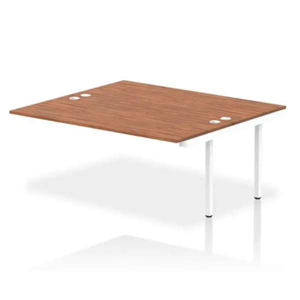 Image of Impulse Bench Dynamic Impulse W1800 x D1600 x H750mm Back to Back Bench Desk 2 Person Extension Kit Walnut Finish White Frame - IB00434 IB00434