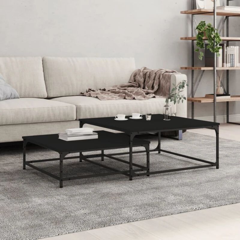 Image of VIDAXL Nesting Coffee Tables 2 pcs Black Engineered Wood Vidaxl 832818