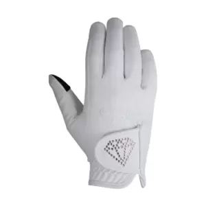 Image of Hy Childrens/Kids Cadiz Riding Gloves (XS) (White)