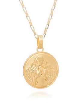 image of Rachel Jackson London Rachel Jackson London Gold Plated Statement Zodiac Art Coin Long Necklace