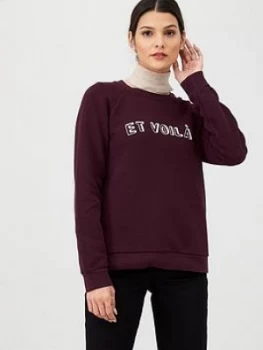 image of WHISTLES Et Voila Logo Sweatshirt - Burgundy Size M Women