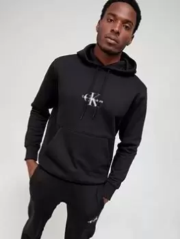 Image of Calvin Klein Jeans Calvin Klein Jeans Monogram Logo Overhead Hoodie - Black, Size L, Men