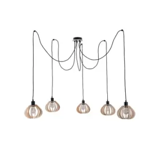 image of Nicoleta Cluster Pendant Ceiling Light Black, 5x E27