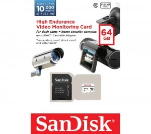 Image of SANDISK High Endurance Video Monitoring Class 10 MicroSDXC Memory Card - 64GB