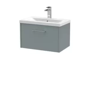 Hudson Reed Juno 600mm Wall Hung Single Drawer Vanity & Mid-Edge Basin - Coastal Grey